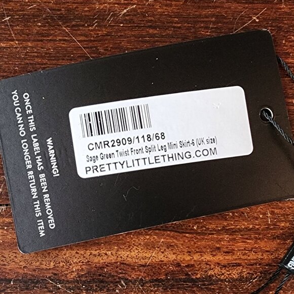 NWT PrettyLittleThing Sage Green Twist Front Split Leg Mini Skirt Size 6 - Picture 7 of 12